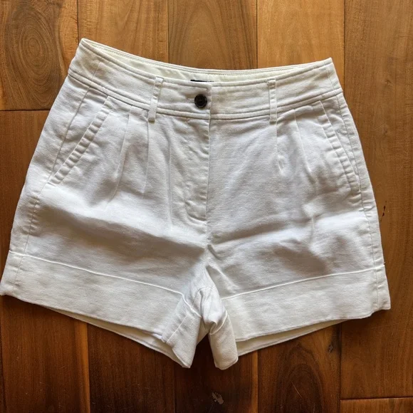 J. Crew White High-Waist Tailored Linen-Blend Shorts - Picture 1 of 6